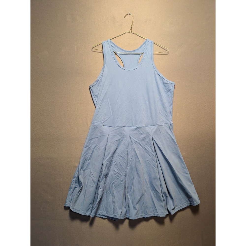 1a1a Tennis Dress with Shorts Womens 2XL Light Blue Sleeveless Pleated Athletic
